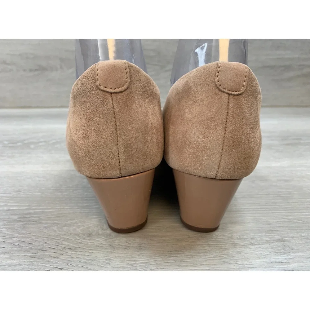 Clarks Women's Tan Suede Wedge Pumps Comfort Tan 7.5 Casual Shoes